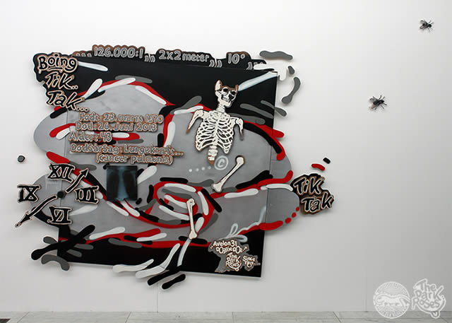 ★ Dansk Graffiti 1984-2013 ★ 126.000:1 2x2 meter 10 degree... Spray enemal, x-ray, acrylic, ink on cardboard and canvas by Avelon 31 and DoggieDoe - The Dark Roses - KUNSTEN, Aalborg Museum, Aalborg, Jutland, Denmark 23. March - 16. June 2013